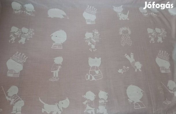 Függöny anyag (144 x 425 cm), gyerekszobai, vajszínű / fehér