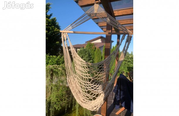 Függőszék natur alapanyagokból (fa és pamut kötél)