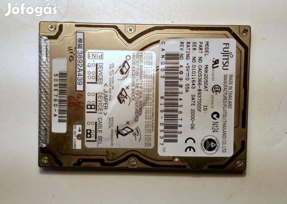 Fujitsu 2.5 colos HDD 4.66GB MHK2050AT (2000) tesztelve
