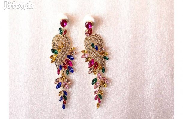 Fülbevaló Strasszos, Színes kristályos