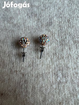Fülbevaló - Swarovski köves ezüst gömb, pezsgő