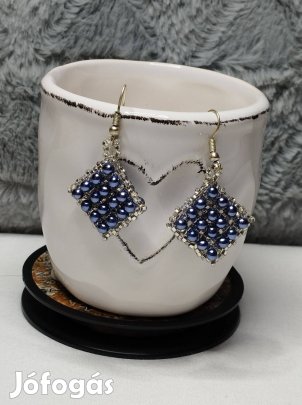 Fülbevaló gyöngyházfényű kék új