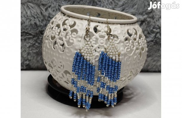 Fülbevaló kék fehér új