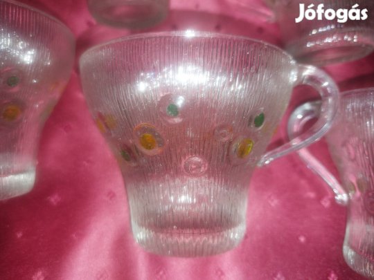Füles üvegpoharak apró mintával 5 db