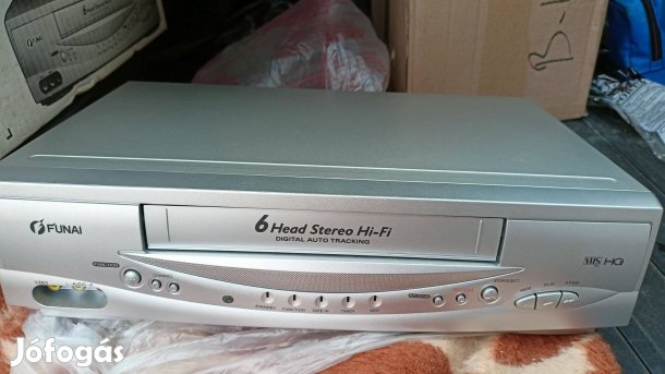 Funai retró 6 fejes Hi-Fi sztereó VHS videó új használatmentes