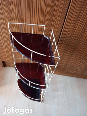 Fürdőszobai vagy konyhai fém-müa sarokpolc