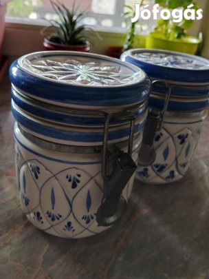 Füszertároló kerámia, csatos 2 db kék