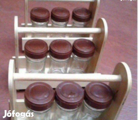 Fűszertartó natúr fa polc asztali Új