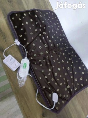 Fűthető kutya szőnyeg matrac barna mancsnyom mintával