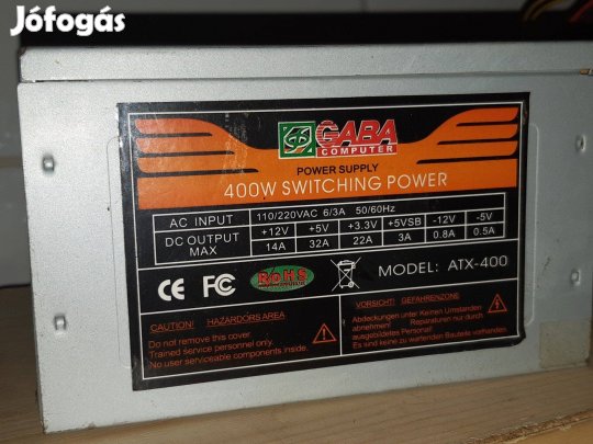 GABA 400W-os tápegység számítógépbe tesztelt, működő