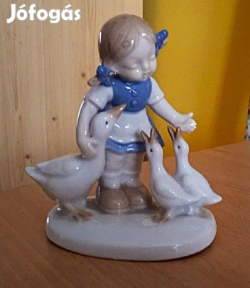 GH & Co. kislány libákkal vintázs porcelán még az NDK-ból