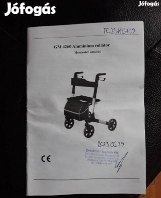 GM 4260 alumínium rollátor/gurulós járókeret, új!