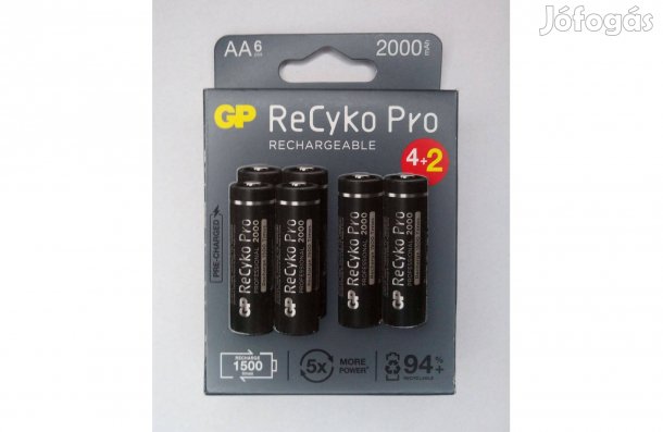 GP Recyko Pro AA ceruzaelem méretű professzionális akkumulátor 4+2 db
