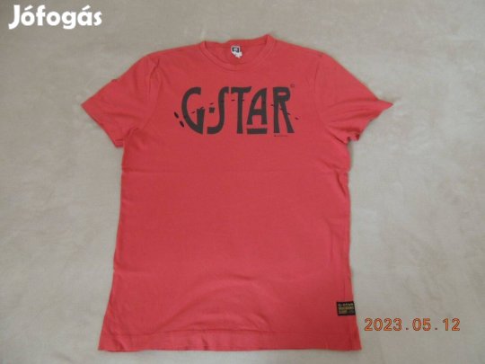 G-Star piros férfi póló , S-es, fekete felirattal