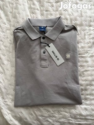 G-star Raw Dunda Slim szürke galléros rövidujjú póló, XXL, 2XL