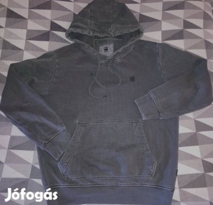 G-star Raw L pamut kenguru zsebes szürke kapucnis pulóver 