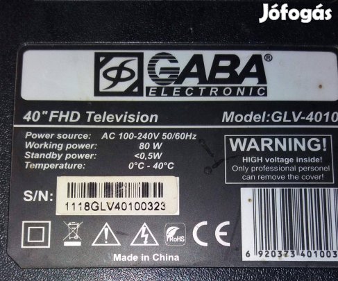 Gaba 40" tv Glv-4010 LED LCD tv hibás törött alkatrésznek