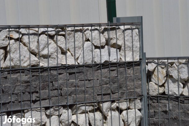 Gabion kerítés, 2D táblás kerítéspanel, kőkerítés - 260 cm oszlop