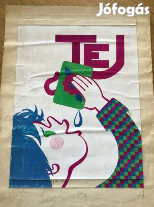 Gábor Éva (grafikus). (19142003) Tej eredeti plakátterv 1985-ból 35 x