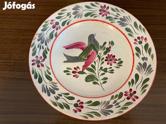 Galamb mintás porcelán dísztányér, kézzel festett