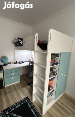 Galériaágy szett matraccal és szekrényekkel