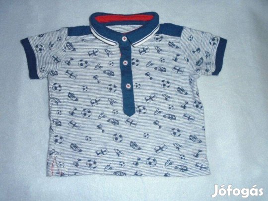 Galléros csíkos labda mintás póló 3-6 hó (méret 68)