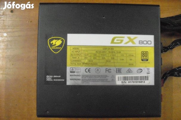 Gamer Cougar GCR Gx-800 80plus gold félmodulásis táp! Akcióó!