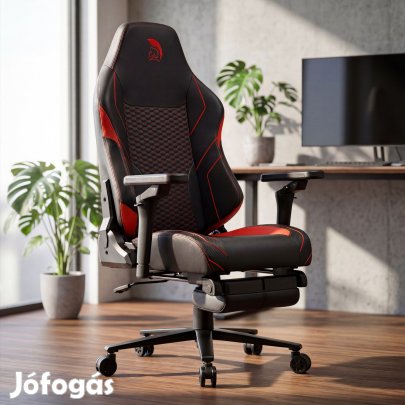 Gamer szék fekete-piros, lábtartóval Warrior (RL-511O)