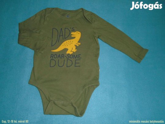 Gap dinoszaurusz mintás hosszú ujjú body 12-18 hó (méret 80)