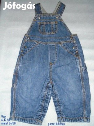 Gap kantáros farmernadrág 6-12 hó méret 74 / 80 pamut bélés