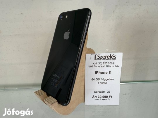 Garanciás iphone 8 64GB független fekete új akkuval, új kijelzővel (23