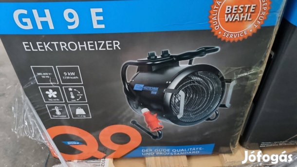 Garanciával, erős 9 kW fűtőteljesítménnyel elektromos hőlégbefúvó