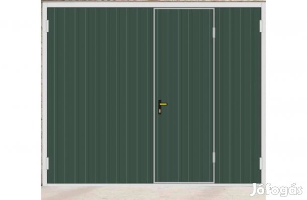 Garázskapu KL Kétszárnyú MATT s.zöld, T7 Szebj, Fny253/222, ingyenes s