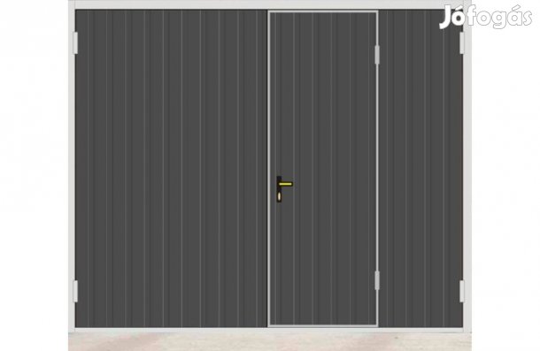 Garázskapu KL kétszárnyas, antracit fa, Szebj, Fny250/220 ingyenes s