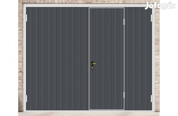 Garázskapu PR1010 kétszárnyú, matt sötét szürke szín, sok opcióval, jo