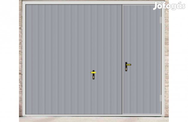 Garázskapu PR 1001 billenő, fényes ezüst szürke sok opcióval, jobb ol