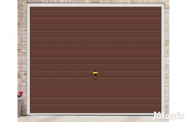 Garázskapu PR billenő,, sötét barna fényes T7 cm vízszintes bordázat,