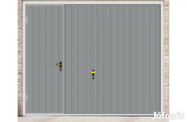 Garázskapu PR billenő, fényes ezüs szürke szín, sok opcióval., bal old
