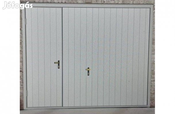 Garázskapu PR billenő, fényes fehér szín,sok opcióval, bal oldalon sze