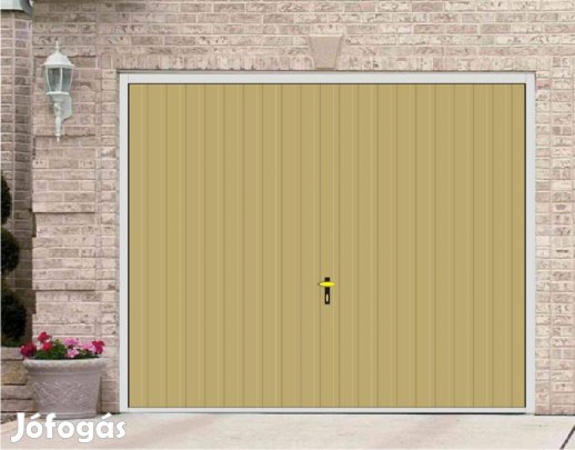 Garázskapu PR billenő, fényes homok , T7, 11 cm függőleges bordázatta