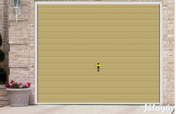 Garázskapu PR billenő, fényes homok szín , T7, 11 cm vízszintes bordá