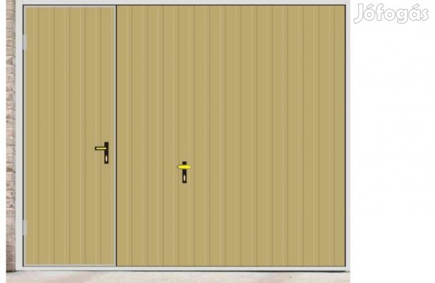 Garázskapu PR billenő, fényes homok szín, sok opcióval, bal oldalon s