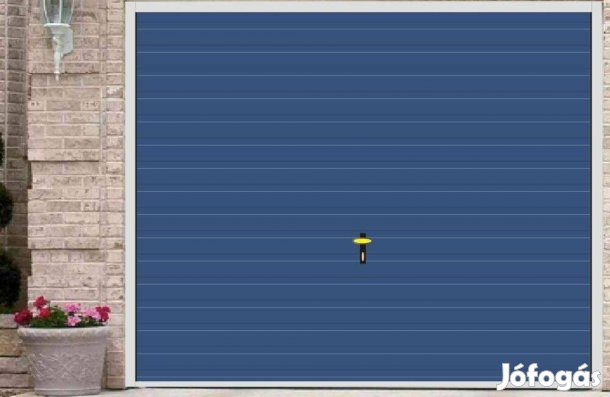 Garázskapu PR billenő, fényes kék T7, 11 cm vízszintes bordázattal, 0