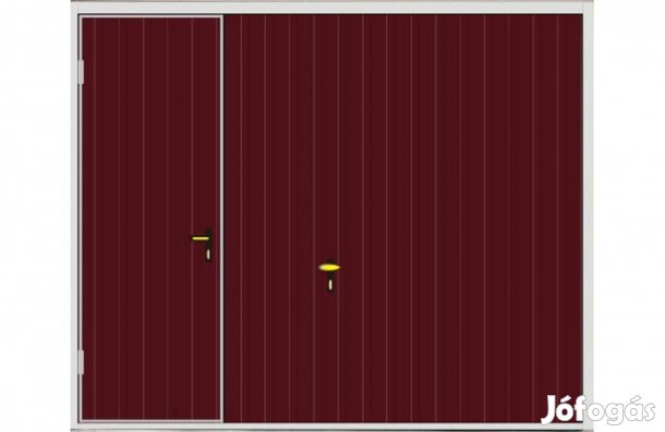 Garázskapu PR billenő, fényes sötét meggy szín, sok opcióval, bal olda