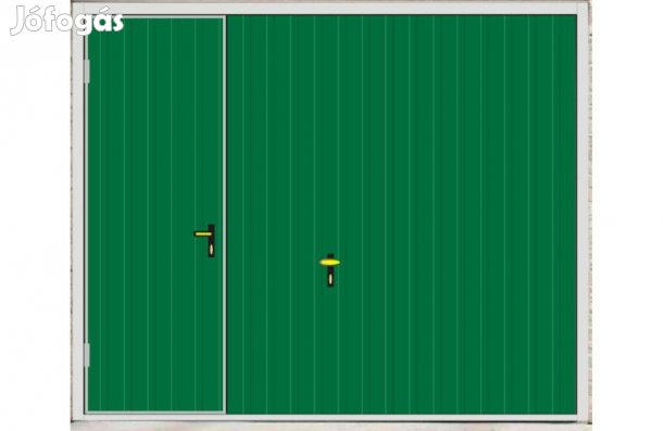 Garázskapu PR billenő, fényes sötét zöld szín, sok opcióval, bal oldal