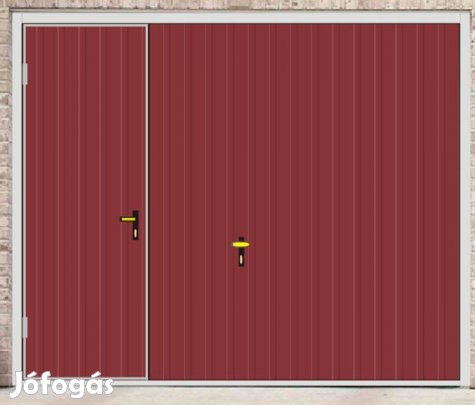 Garázskapu PR billenő, fényes világos meggy szín,sok opcióval, bal old
