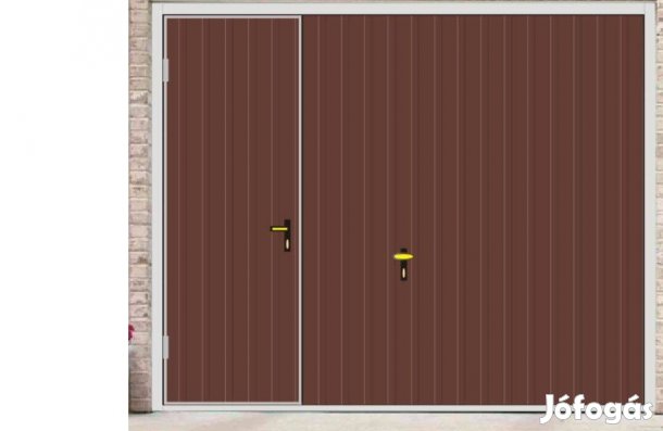 Garázskapu PR billenő, matt, sötét barna szín ,sok opcióval, bal olda