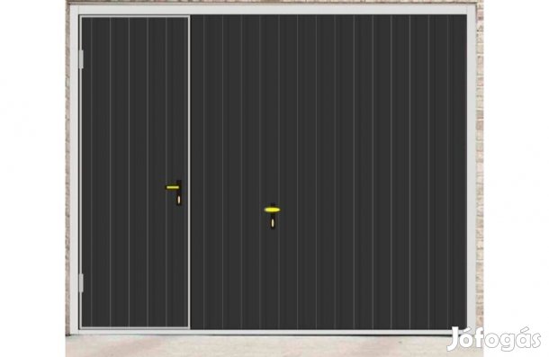 Garázskapu PR billenő, matt fekete zín, sok opciót tartalmaz., személ
