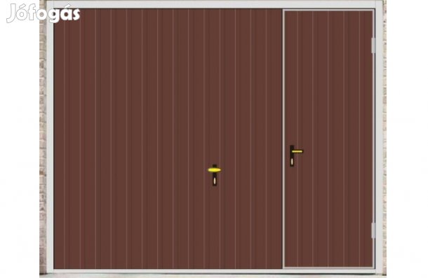 Garázskapu PR billenő, matt sötét barna szín sok opcióval, jobb oldal