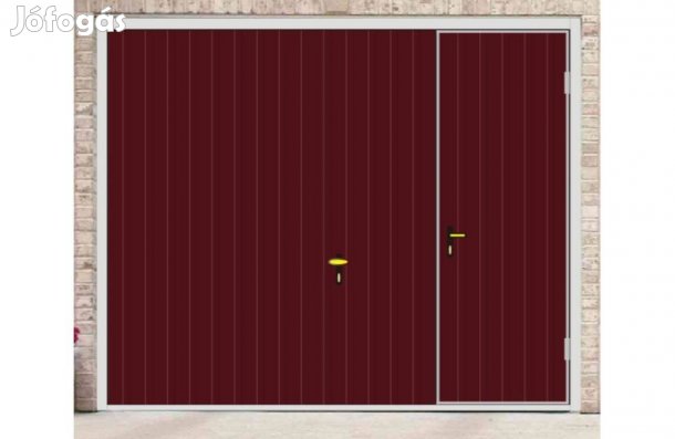 Garázskapu PR billenő, matt sötét meggy szín, sok opcióval, jobboldalo